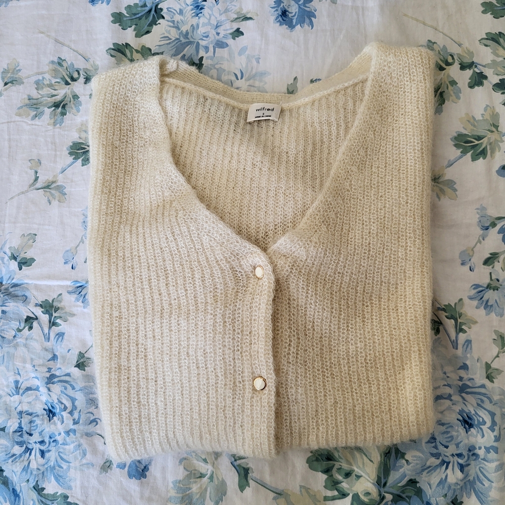 Wilfred Cream Knit Reversible Cardigan